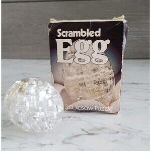 Vintage 3 D Jigsaw Puzzle Scrambled Egg 1982 Mag-Nif Clear Lucite Acrylic In Box